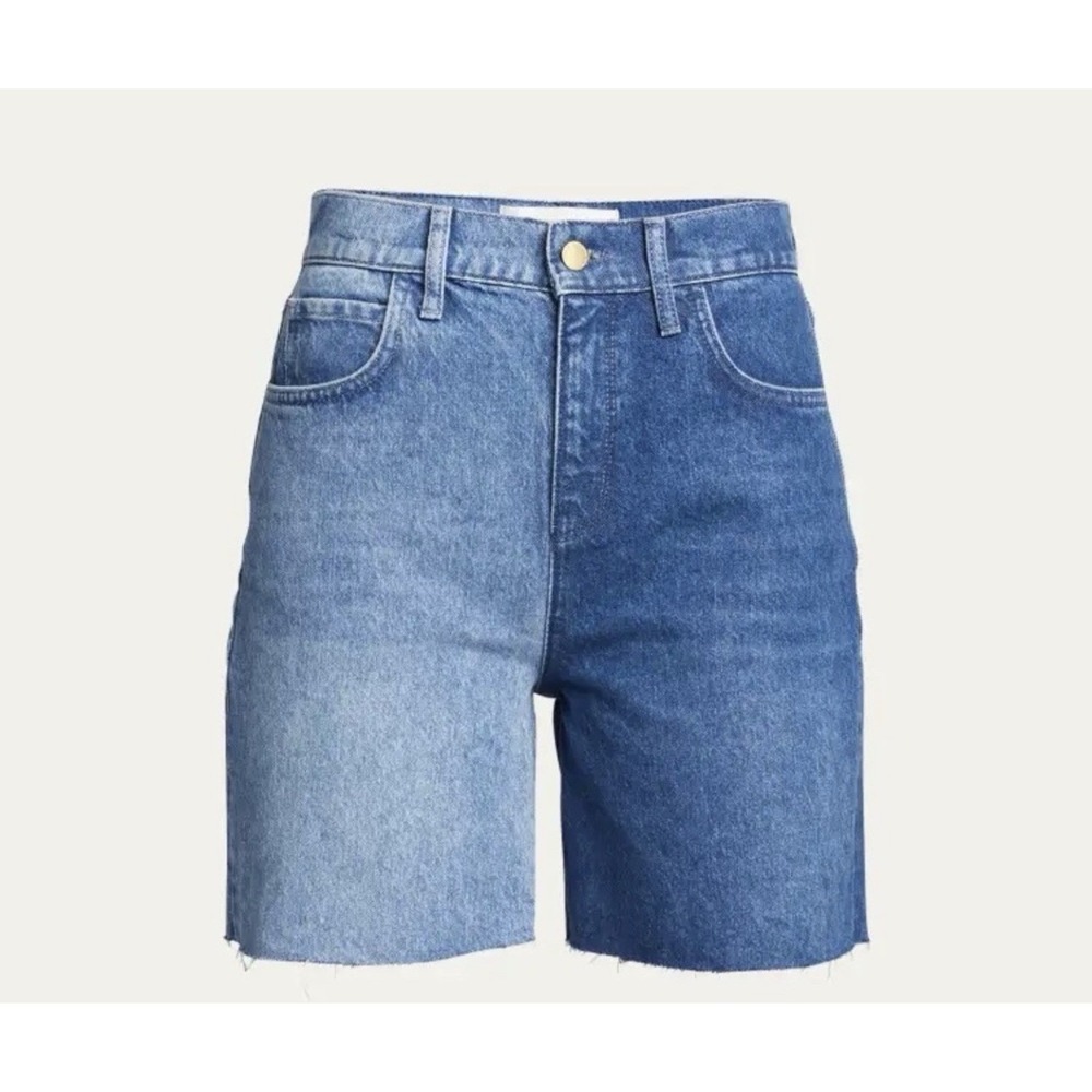 Triarchy x Josephine Skriver Shorts 28 Two Tone Blue Denim Cut Off Hem Jean